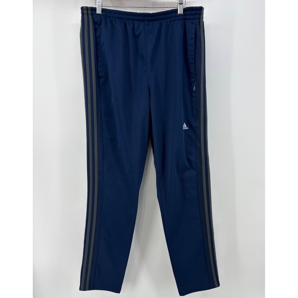 Adidas Tapered Weekender Track Pants Mens XL Navy Blue Gray 3 Stripes
